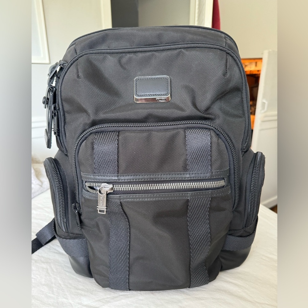 ++Tumi Alpha Bravo Backpack, Black Nylon + Leather++